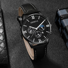 Set mit 3/4 personalisierten Herren-Quarzuhrn für den Freizeitbereich - Mit runder Zifferblattanzeige und Kunstlederarmband, ideal als Geschenkidee für Männer