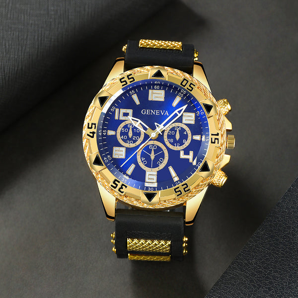 2 Stück stylische luxuriöse runde Quarzuhr für Herren - Die perfekte Wahl für den Alltag und Geschenkideen, ideal als Geburtstagsgeschenke und Weihnachtsgeschenke für Männer, Väter, Freunde und Verwandte