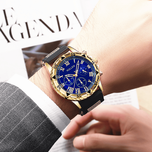 1 Stk. modische Luxus-Herren-Quarzuhr mit rundem Zifferblatt – Die perfekte für den täglichen Gebrauch  als Geschenk, ein tolles Geschenk für Geburtstage  Feiertagspartys, ein ideales Präsent für Männer, Väter, Freunde  Liebste. Schachtel nicht im Liefer