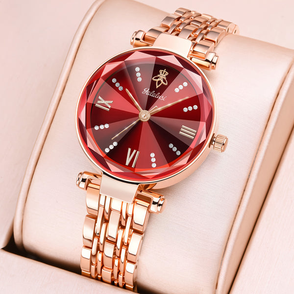 1 YaLaLuSi Luxuriöse, vielseitige Damen Quarz Uhr | Funkelnde Strass-Verzierte runde Zifferblatt mit klassischen römischen Ziffern-Uhrzeigermarkierungen, Analog-Digital-Anzeige, Stoppuhr-Funktion, Zinklegierung Gehäuse und Armband, perfektes Geschenk für