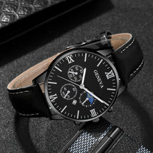 Set mit 3/4 personalisierten Herren-Quarzuhrn für den Freizeitbereich - Mit runder Zifferblattanzeige und Kunstlederarmband, ideal als Geschenkidee für Männer