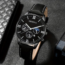 Set mit 3/4 personalisierten Herren-Quarzuhrn für den Freizeitbereich - Mit runder Zifferblattanzeige und Kunstlederarmband, ideal als Geschenkidee für Männer