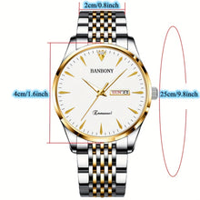 Neue Banbony Unisex Quarzuhr aus Edelstahl mit Strass-Akzenten, wasserdicht IPX7, schlankes HD-Zifferblatt, Datumsanzeige, goldfarbenes Finish – Ideal für Freizeitkleidung, Partys  Geschenke