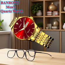 Neue Banbony Unisex Quarzuhr aus Edelstahl mit Strass-Akzenten, wasserdicht IPX7, schlankes HD-Zifferblatt, Datumsanzeige, goldfarbenes Finish – Ideal für Freizeitkleidung, Partys  Geschenke