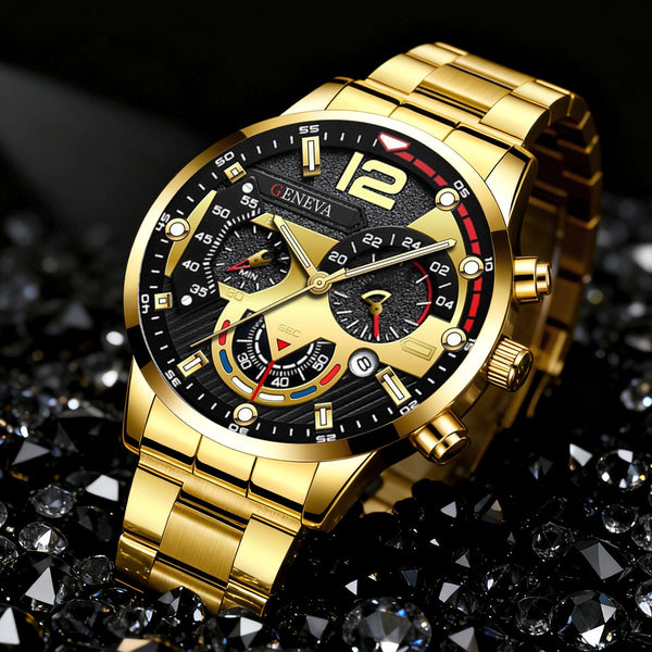 3er-/1er-Set Herren Funky Quarzuhren mit Kalender | Gehäuse und Armband aus Legierung, Batteriebetrieben, Ideal für den täglichen Gebrauch, Partys und als Geschenk für Freunde und Familie