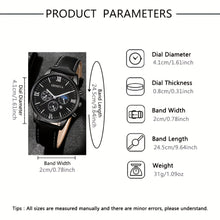 Set mit 3/4 personalisierten Herren-Quarzuhrn für den Freizeitbereich - Mit runder Zifferblattanzeige und Kunstlederarmband, ideal als Geschenkidee für Männer